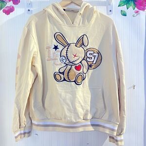 Lucky Charm Hoodie Bunny Design kangaroo pocket Sz L